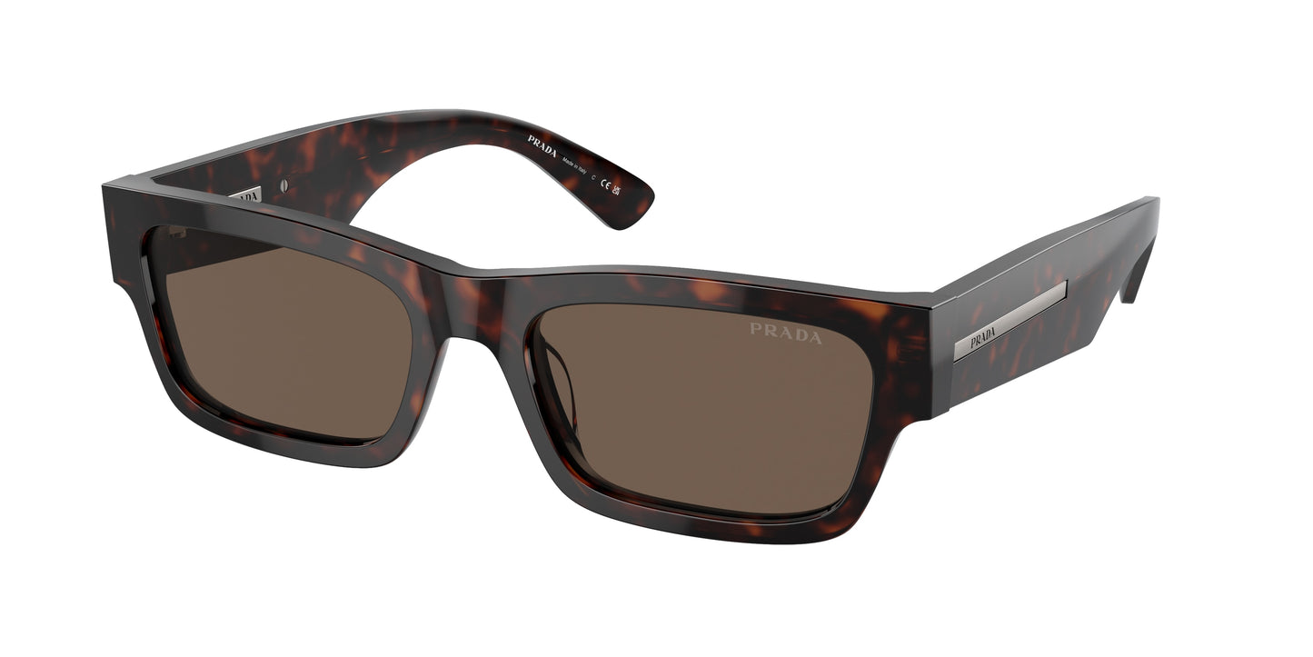 Prada PRA03SF Rectangle Sunglasses  17N08T-Havana Radica 58-145-17 - Color Map Brown