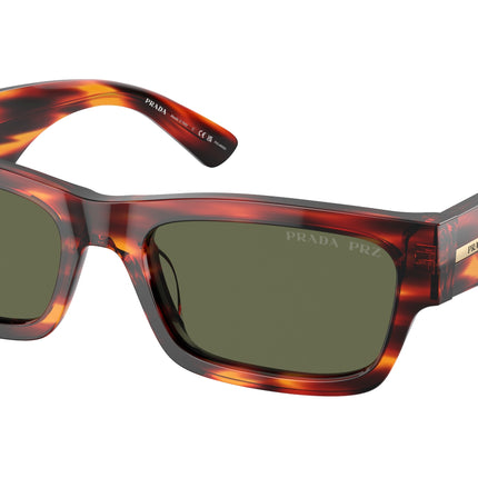 Prada PRA03S Rectangle Sunglasses  13O03R-Red/Black Havana 56-145-19 - Color Map Brown