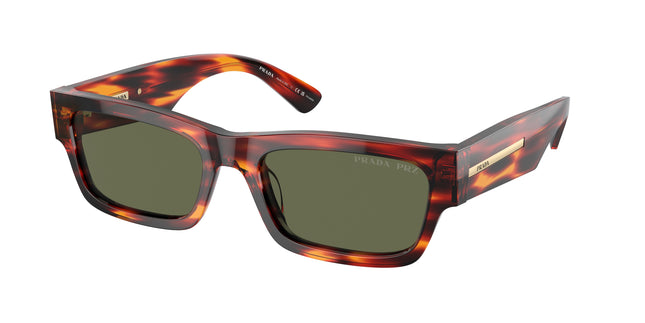 Prada PRA03S Rectangle Sunglasses  13O03R-Red/Black Havana 56-145-19 - Color Map Brown