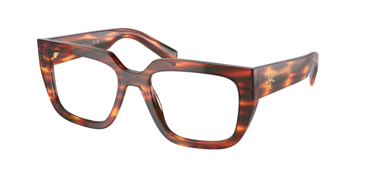 Prada PRA03V Irregular Eyeglasses  13O1O1-Havana Red 52-140-18 - Color Map Red
