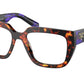 Prada PRA03V Irregular Eyeglasses  14O1O1-Havana Magma 52-140-18 - Color Map Brown