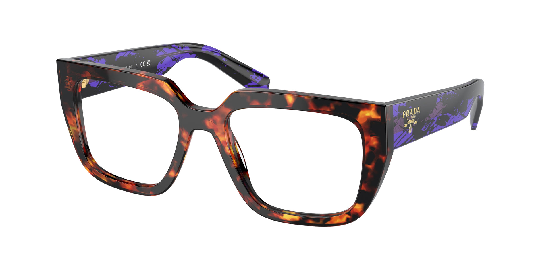 Prada PRA03V Irregular Eyeglasses  14O1O1-Havana Magma 52-140-18 - Color Map Brown
