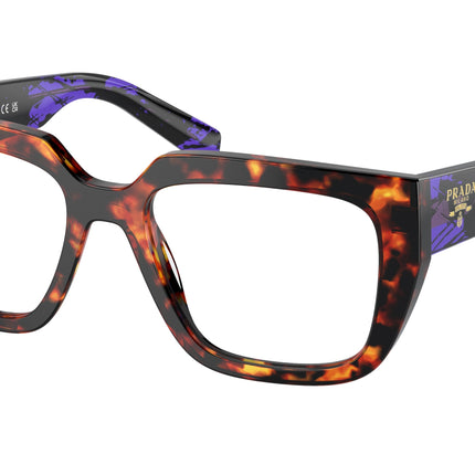 Prada PRA03V Irregular Eyeglasses  14O1O1-Havana Magma 52-140-18 - Color Map Brown