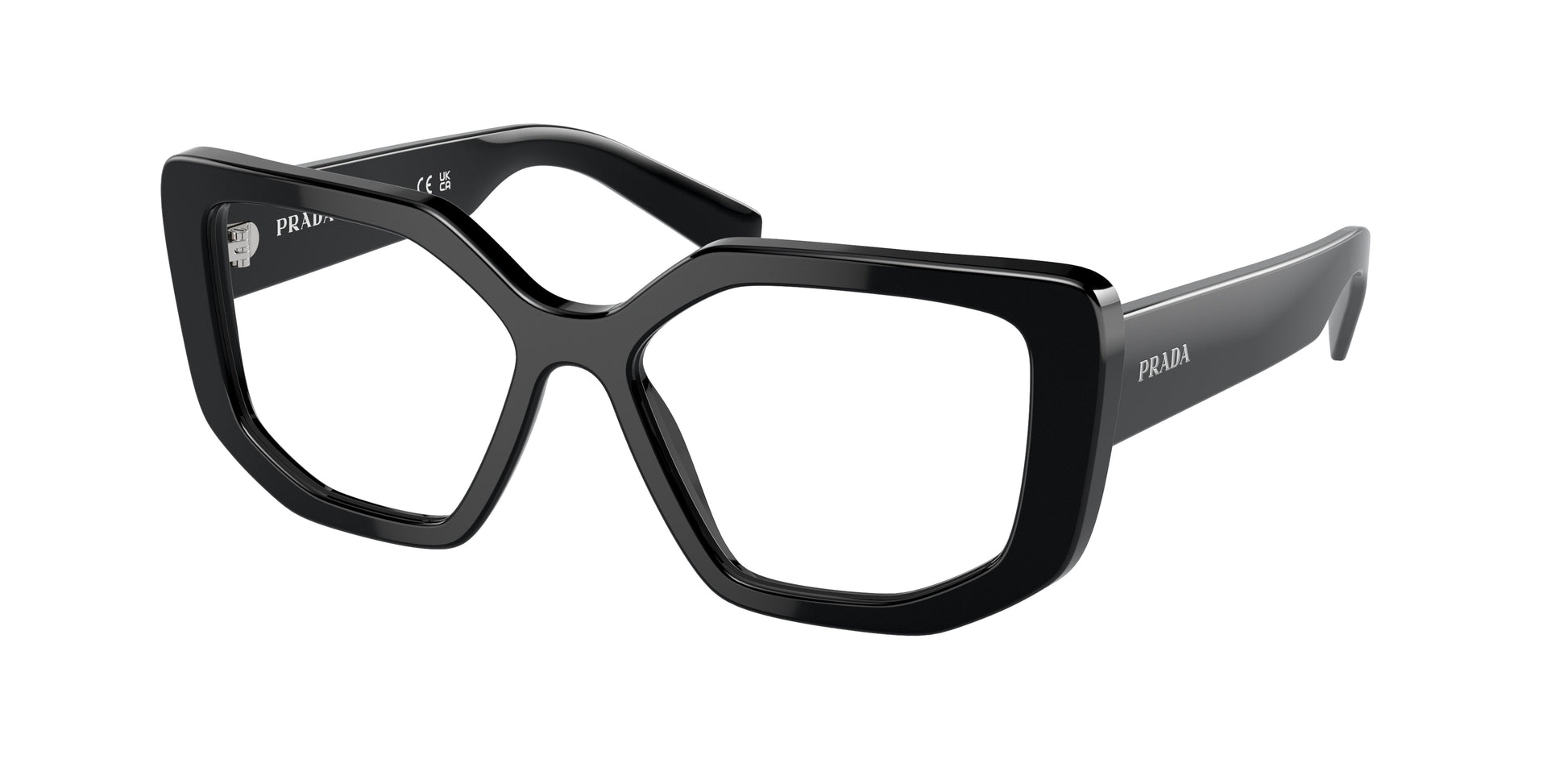 Prada PRA04VF Irregular Eyeglasses  1AB1O1-Black 55-140-15 - Color Map Black