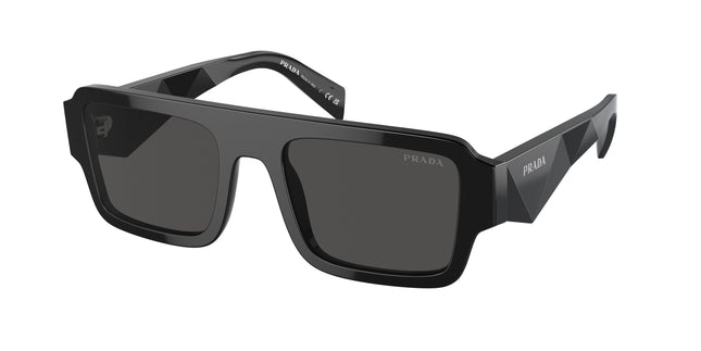 Prada PRA05SF Rectangle Sunglasses  16K08Z-Black 55-145-19 - Color Map Black