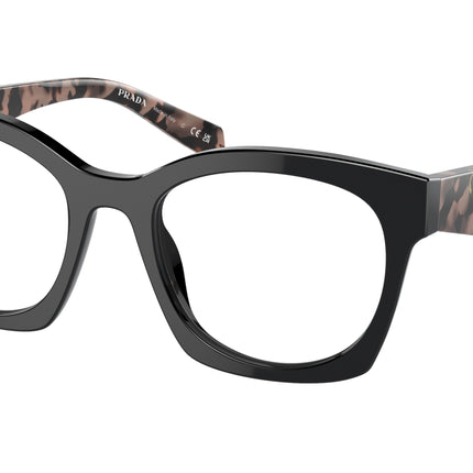 Prada PRA05V Irregular Eyeglasses  13P1O1-Black 52-140-20 - Color Map Black