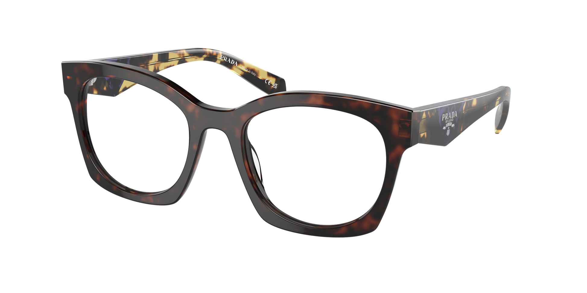 Prada PRA05V Irregular Eyeglasses  17N1O1-Havana 52-140-20 - Color Map Tortoise