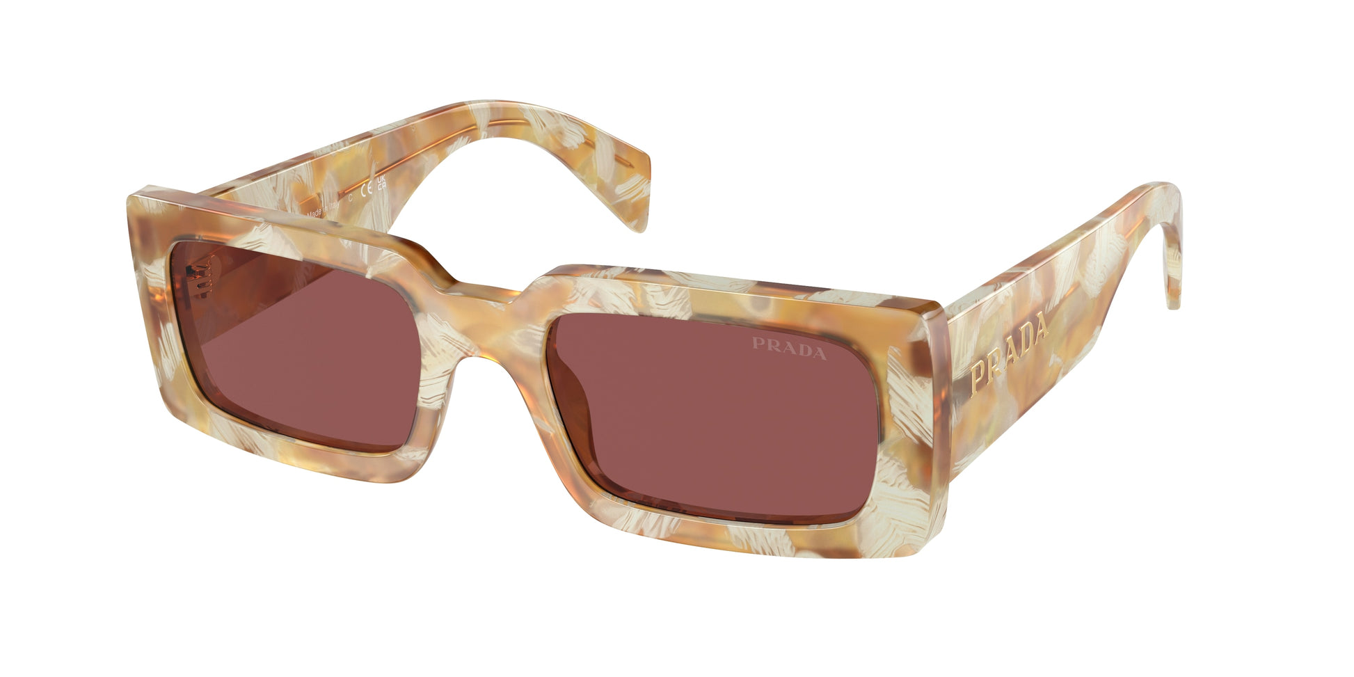 Prada PRA07S Pillow Sunglasses  19N08S-Desert Tortoise 52-145-20 - Color Map Brown
