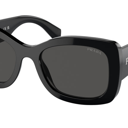 Prada PRA08SF Oval Sunglasses  1AB5S0-Black 57-145-18 - Color Map Black