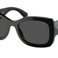 Prada PRA08S Oval Sunglasses  1AB5S0-Black 56-145-20 - Color Map Black