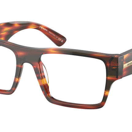 Prada PRA08V Rectangle Eyeglasses  13O1O1-Havana Red 54-145-18 - Color Map Red