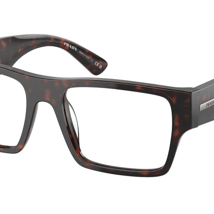 Prada PRA08V Rectangle Eyeglasses  17N1O1-Havana 52-140-18 - Color Map Tortoise