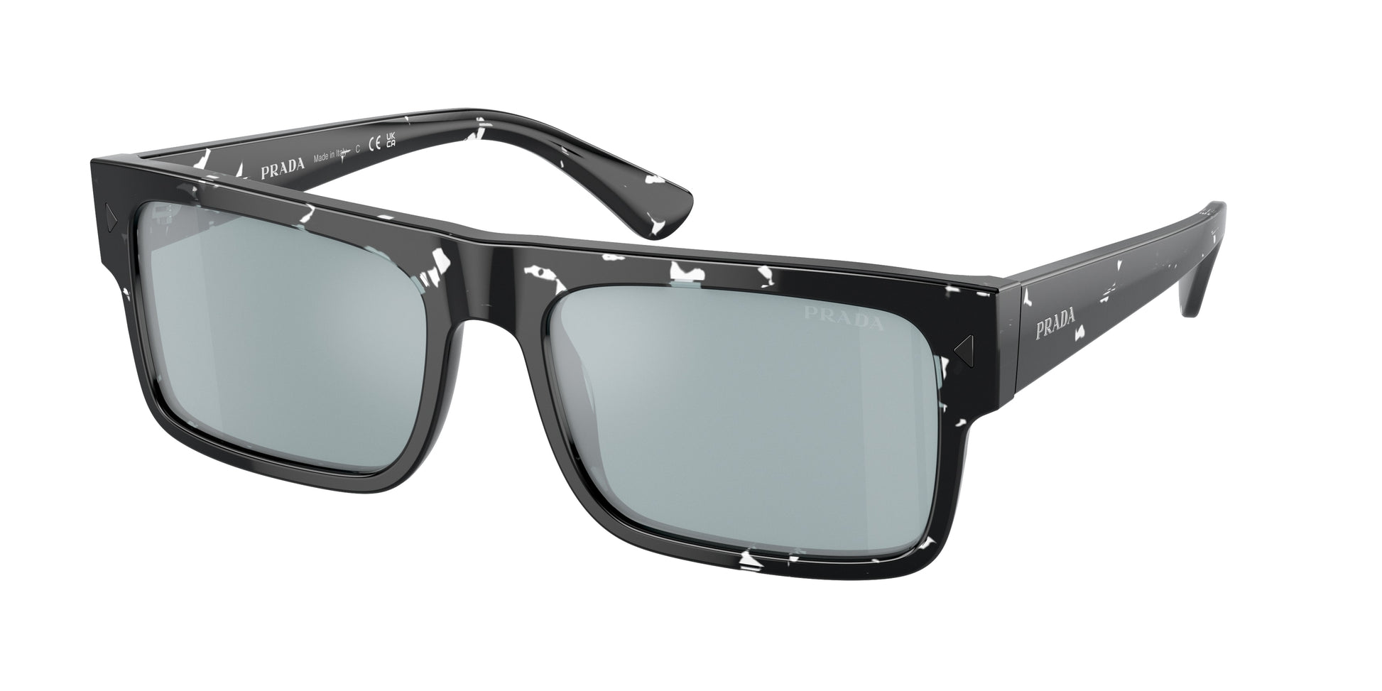 Prada PRA10S Rectangle Sunglasses  15O01A-Havana Black Transparent 59-150-19 - Color Map Brown