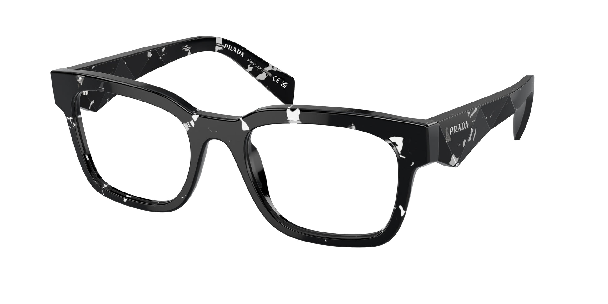 Prada PRA10VF Pillow Eyeglasses  15O1O1-Havana Black Transparent 54-145-18 - Color Map Brown