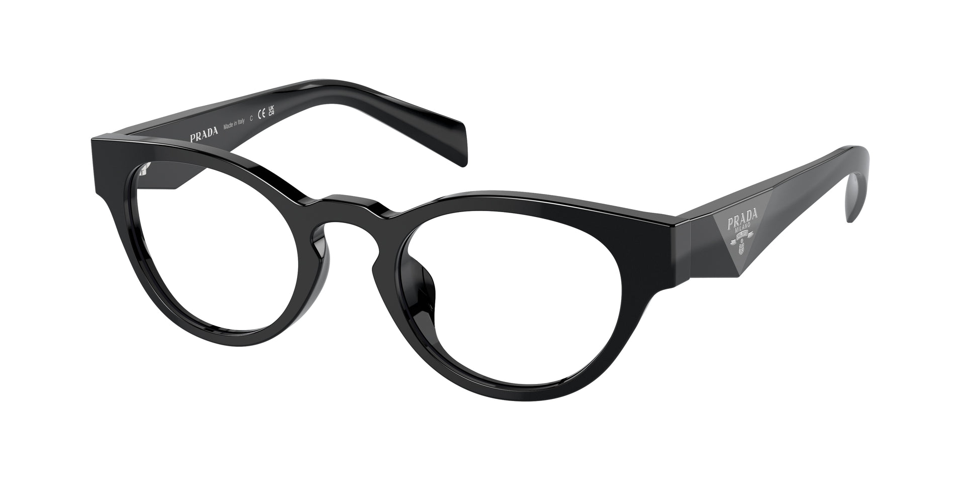 Prada PRA11VD Oval Eyeglasses  16K1O1-Black 49-145-22 - Color Map Black