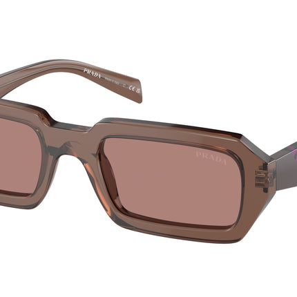 Prada PRA12SF Irregular Sunglasses  17O60B-Brown Transparent 54-140-19 - Color Map Brown