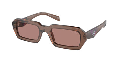 Prada PRA12SF Irregular Sunglasses  17O60B-Brown Transparent 54-140-19 - Color Map Brown