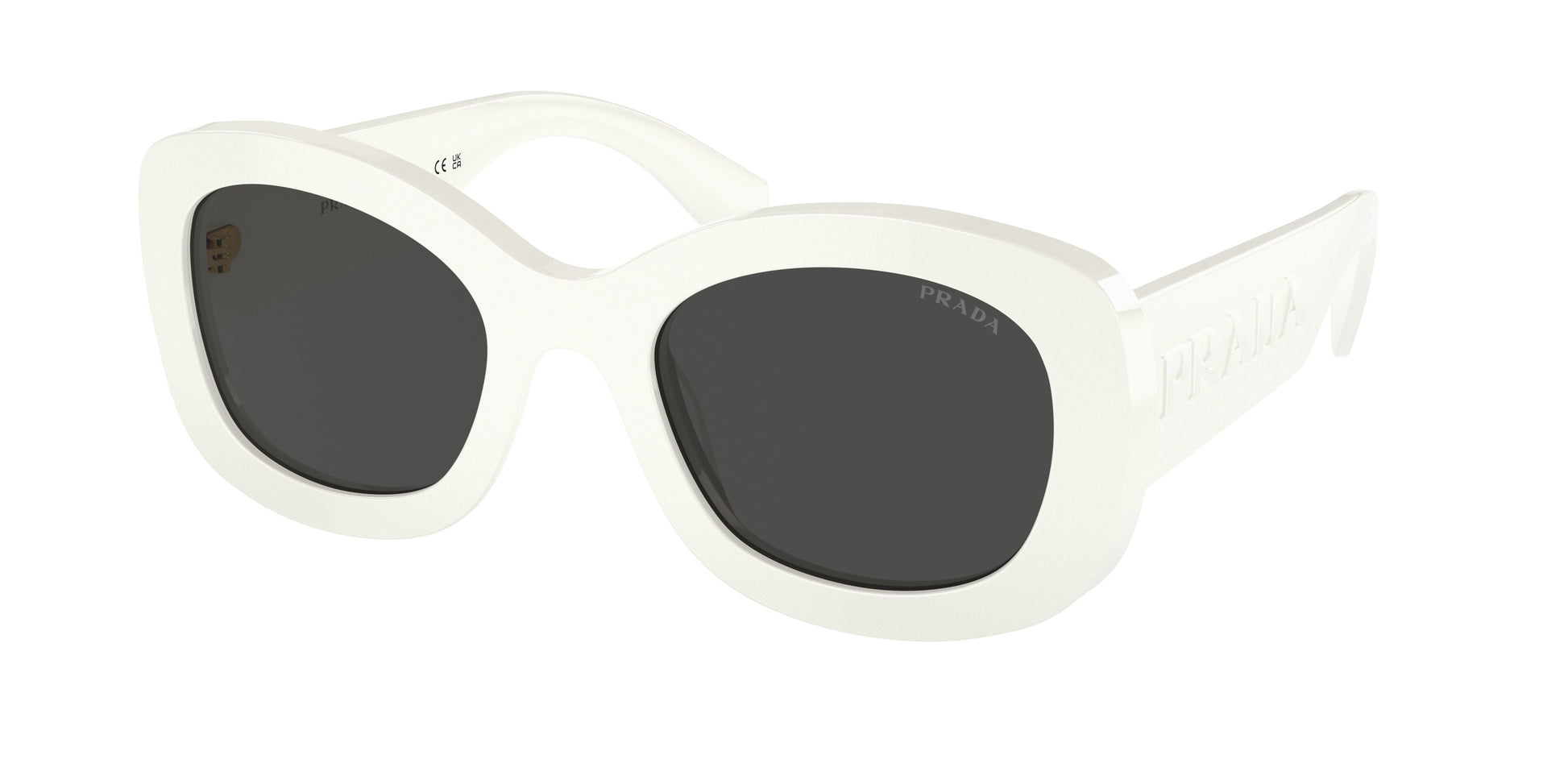 Prada PRA13SF Oval Sunglasses  1425S0-Talc 55-145-21 - Color Map White