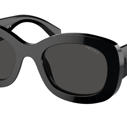 Prada PRA13SF Oval Sunglasses  1AB5S0-Black 55-145-21 - Color Map Black