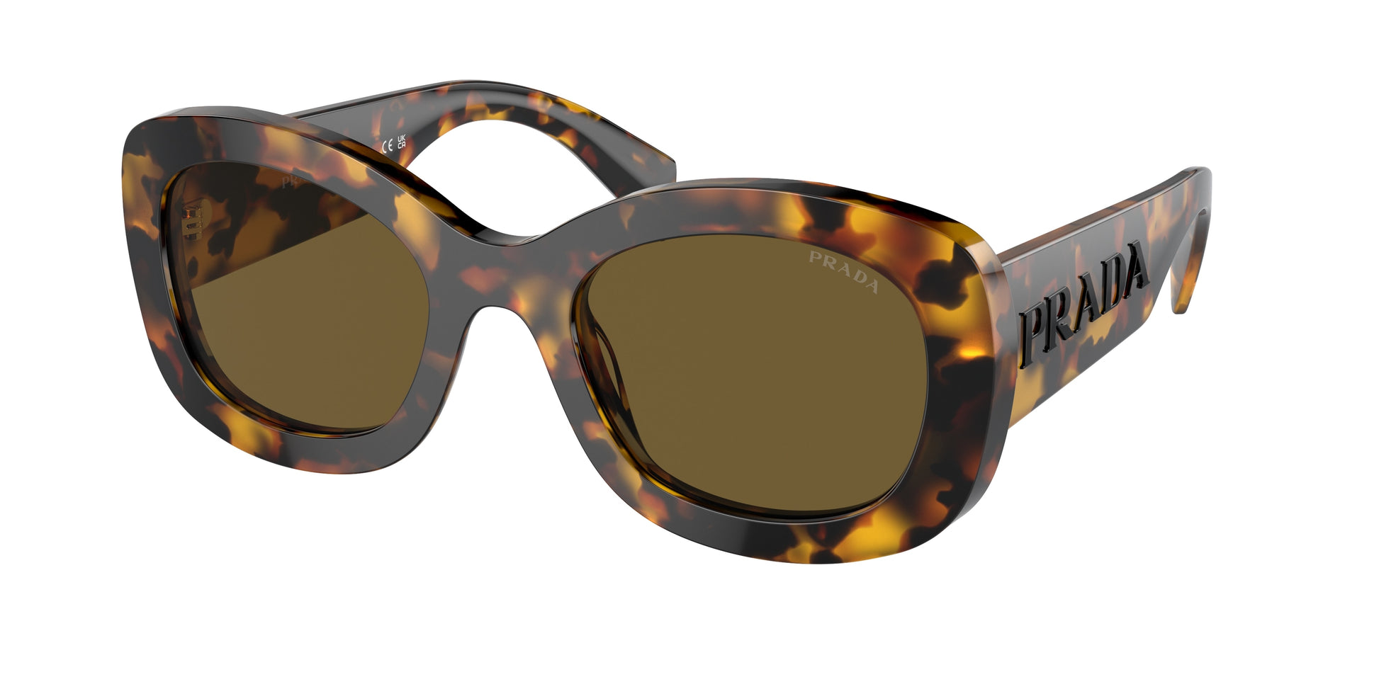 Prada PRA13SF Oval Sunglasses  VAU01T-Honey Tortoise 55-145-21 - Color Map Tortoise