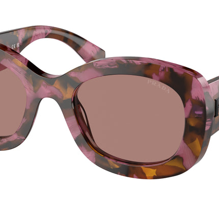 Prada PRA13S Oval Sunglasses  18N10D-Tortoise Cognac Begonia 54-145-23 - Color Map Brown