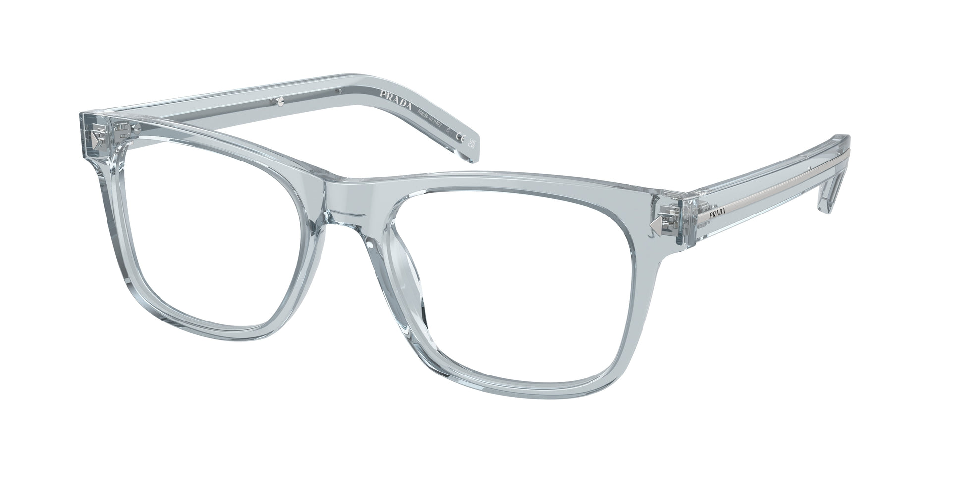 Prada PRA13V Pillow Eyeglasses  19T1O1-Transparent Azure 54-150-19 - Color Map Blue