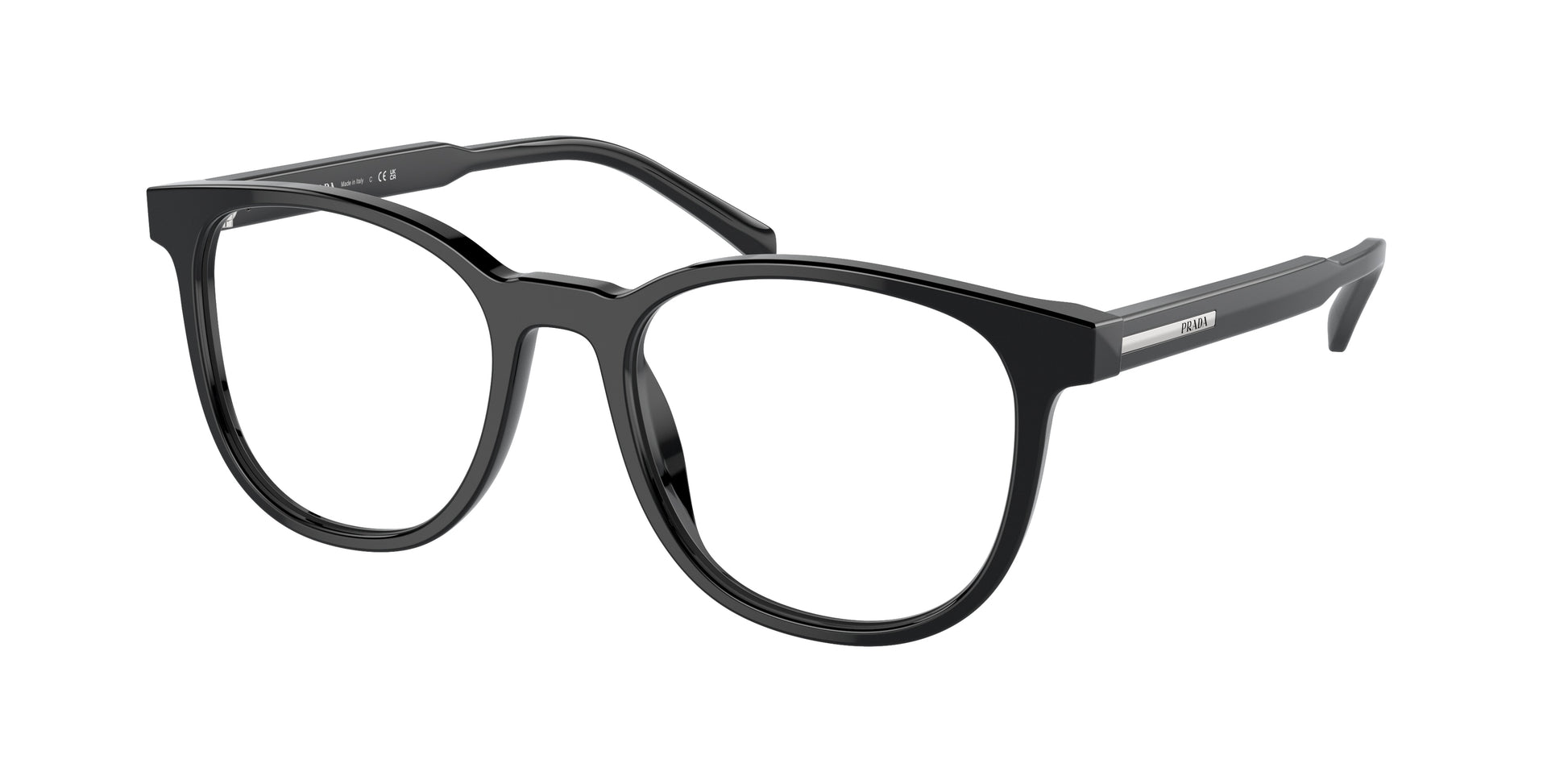 Prada PRA15V Phantos Eyeglasses  16K1O1-Black 52-145-19 - Color Map Black
