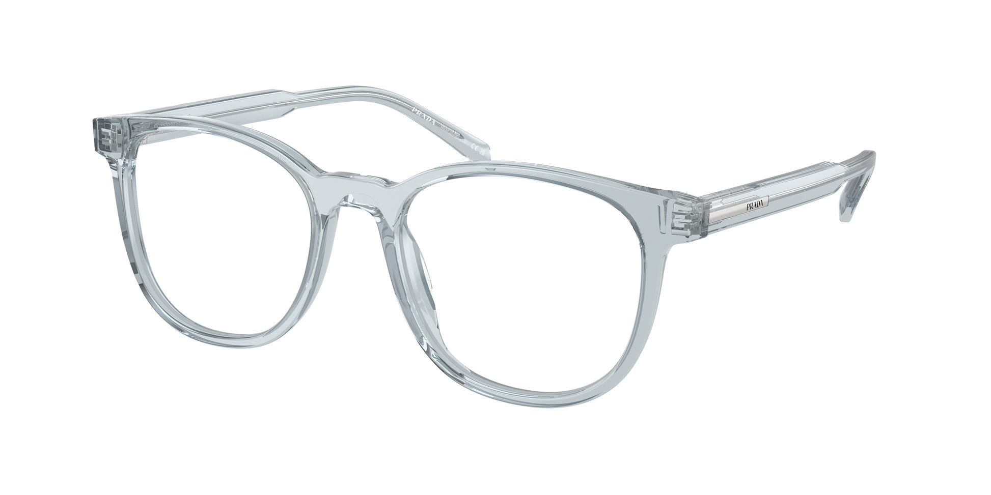 Prada PRA15V Phantos Eyeglasses  19T1O1-Transparent Azure 52-145-19 - Color Map Blue