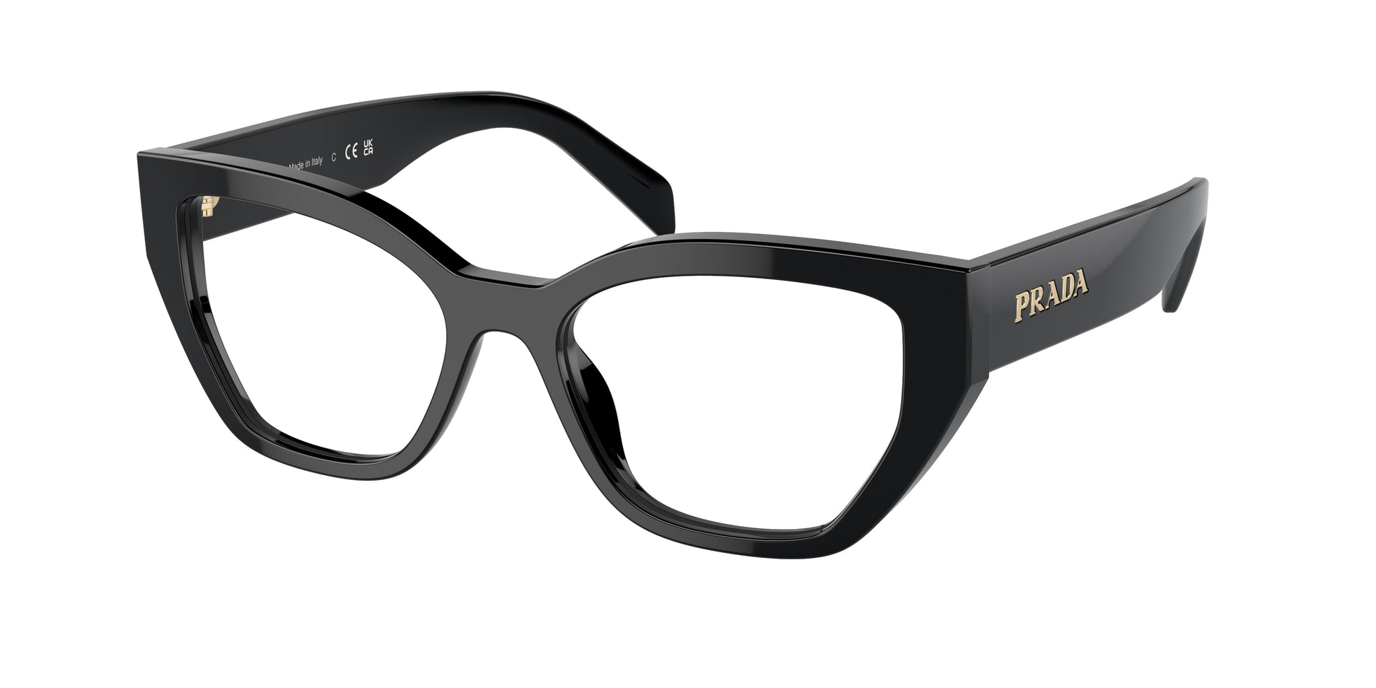 Prada PRA16VF Irregular Eyeglasses  16K1O1-Black 54-145-17 - Color Map Black