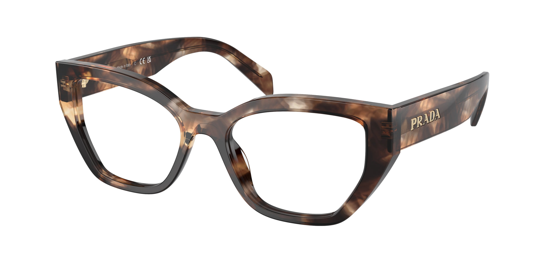 Prada PRA16V Irregular Eyeglasses  14P1O1-Caramel Tortoise 53-145-18 - Color Map Tortoise