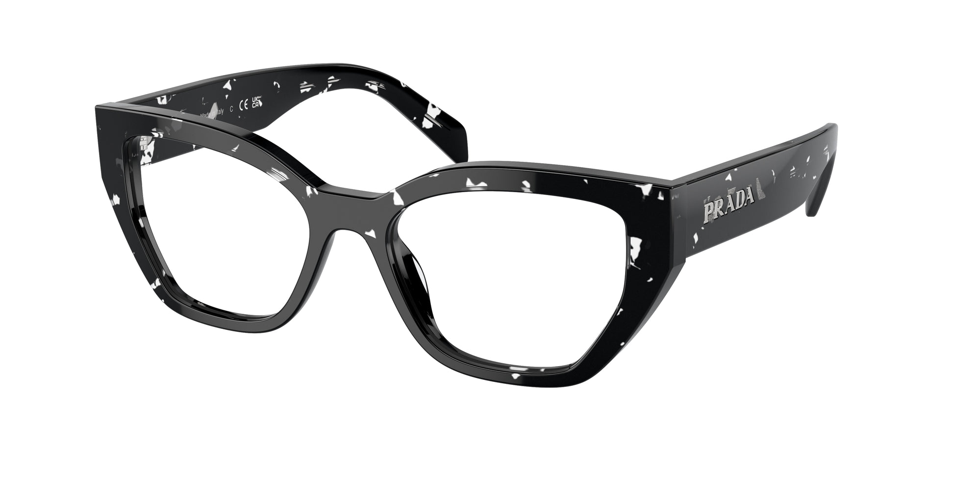 Prada PRA16V Irregular Eyeglasses  15O1O1-Black Crystal Tortoise 53-145-18 - Color Map Black