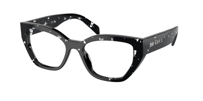 Prada PRA16V Irregular Eyeglasses  15O1O1-Black Crystal Tortoise 53-145-18 - Color Map Black