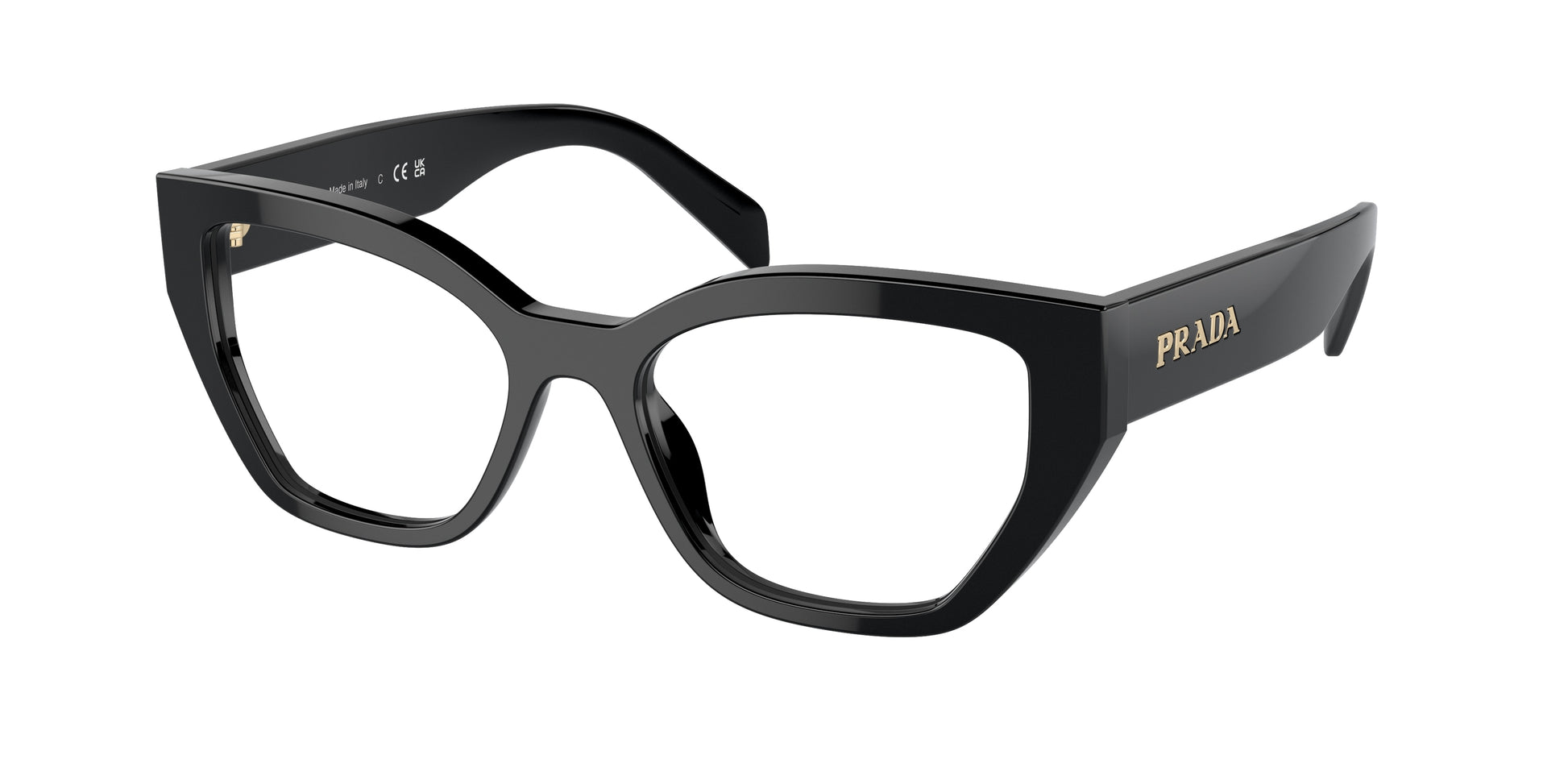 Prada PRA16V Irregular Eyeglasses  16K1O1-Black 53-145-18 - Color Map Black