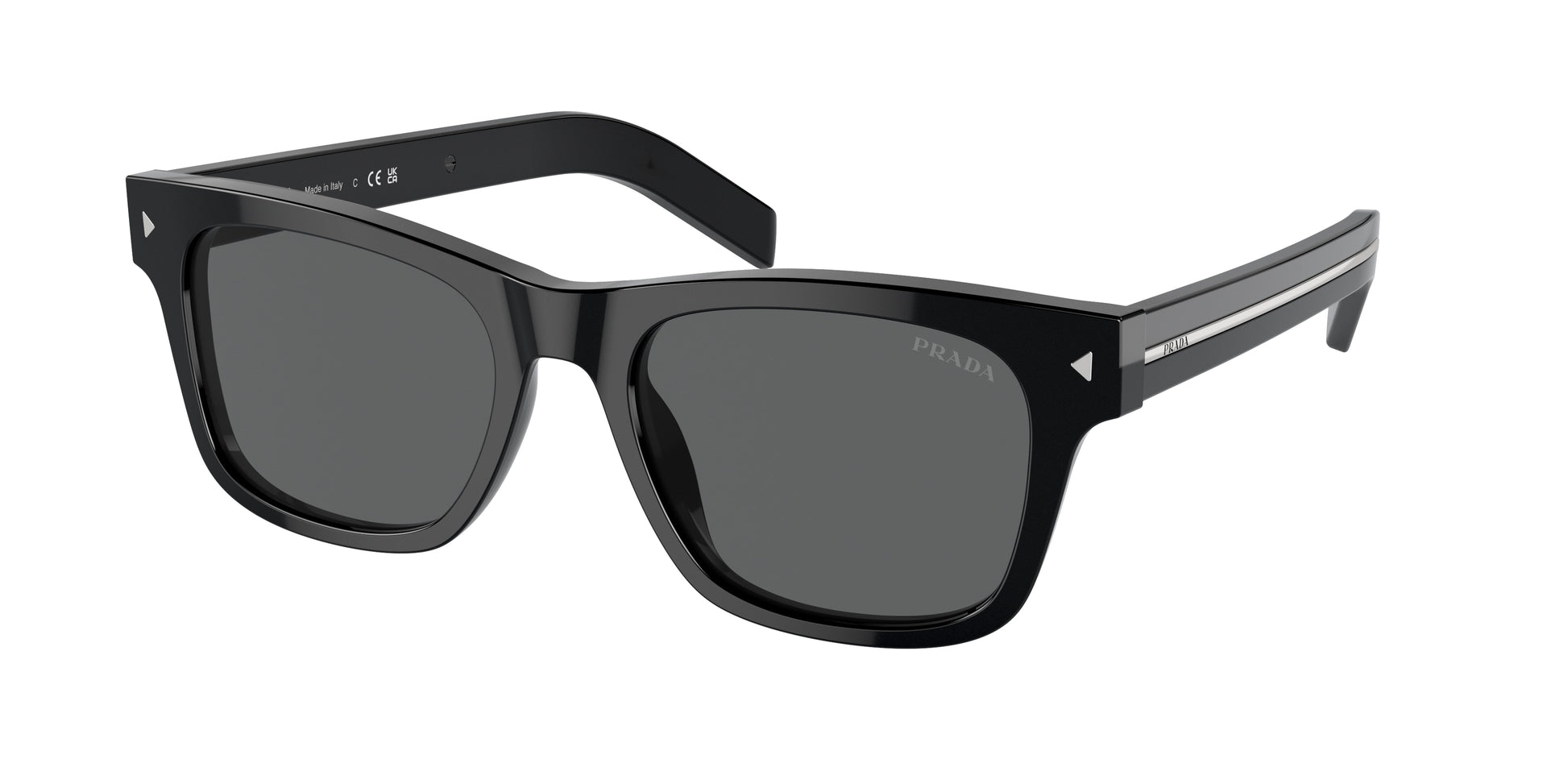Prada PRA17SF Rectangle Sunglasses  16K731-Black 55-150-18 - Color Map Black