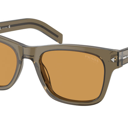 Prada PRA17S Rectangle Sunglasses  18T60F-Transparent Earth 54-150-19 - Color Map Brown