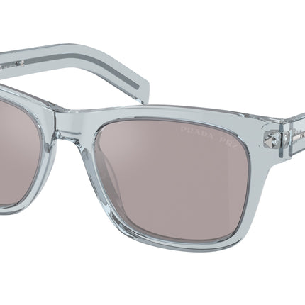 Prada PRA17S Rectangle Sunglasses  19T80F-Transparent Azure 54-150-19 - Color Map Blue