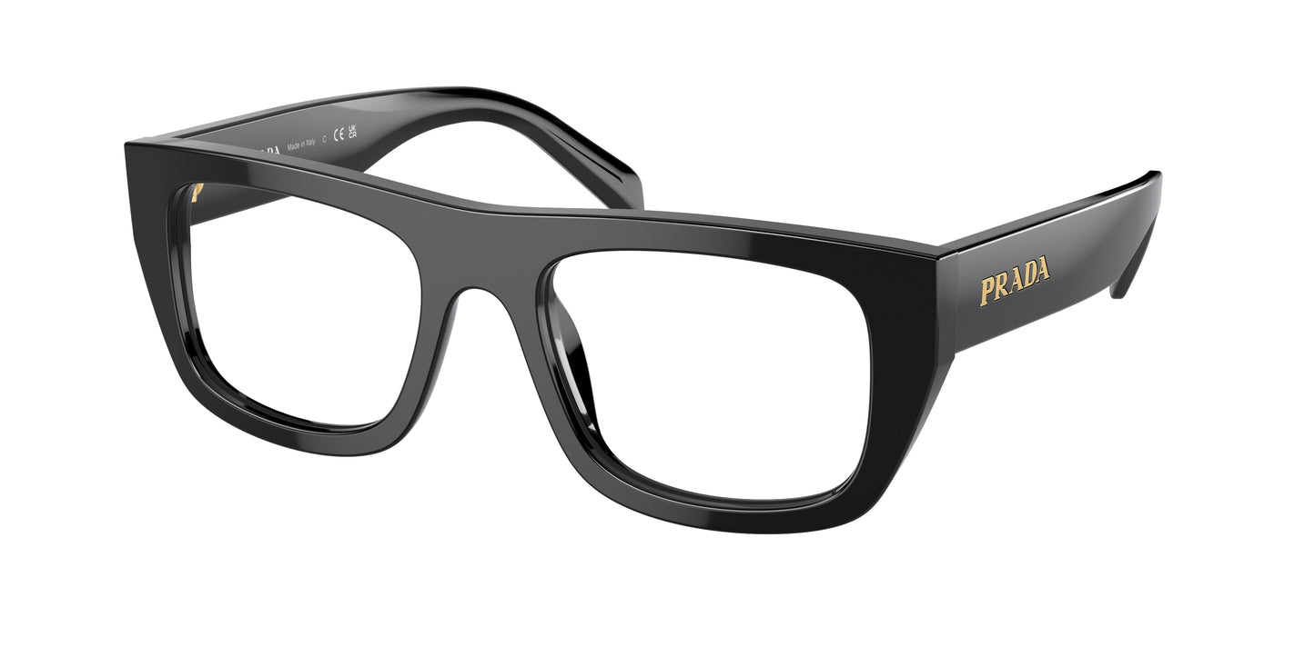 Prada PRA17VF Rectangle Eyeglasses  16K1O1-Black 53-145-19 - Color Map Black