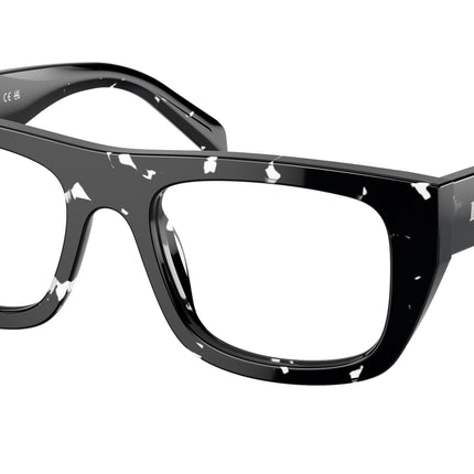 Prada PRA17V Rectangle Eyeglasses  15O1O1-Black Crystal Tortoise 53-145-20 - Color Map Black