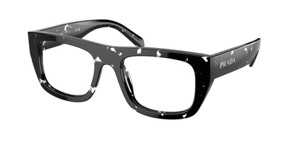 Prada PRA17V Rectangle Eyeglasses  15O1O1-Black Crystal Tortoise 53-145-20 - Color Map Black