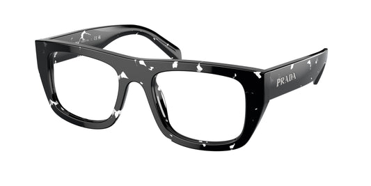 Prada PRA17V Rectangle Eyeglasses  15O1O1-Black Crystal Tortoise 53-145-20 - Color Map Black