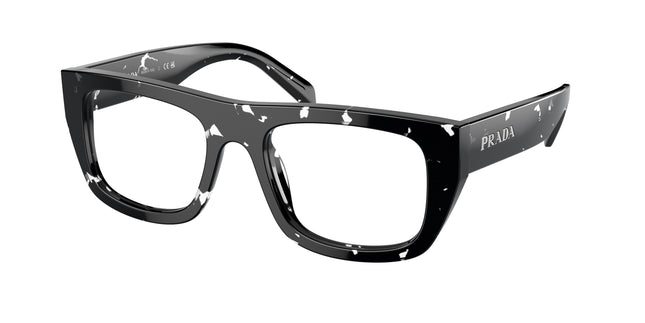 Prada PRA17V Rectangle Eyeglasses  15O1O1-Black Crystal Tortoise 53-145-20 - Color Map Black