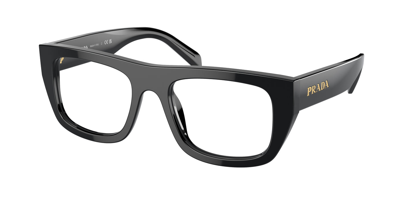 Prada PRA17V Rectangle Eyeglasses  16K1O1-Black 53-145-20 - Color Map Black