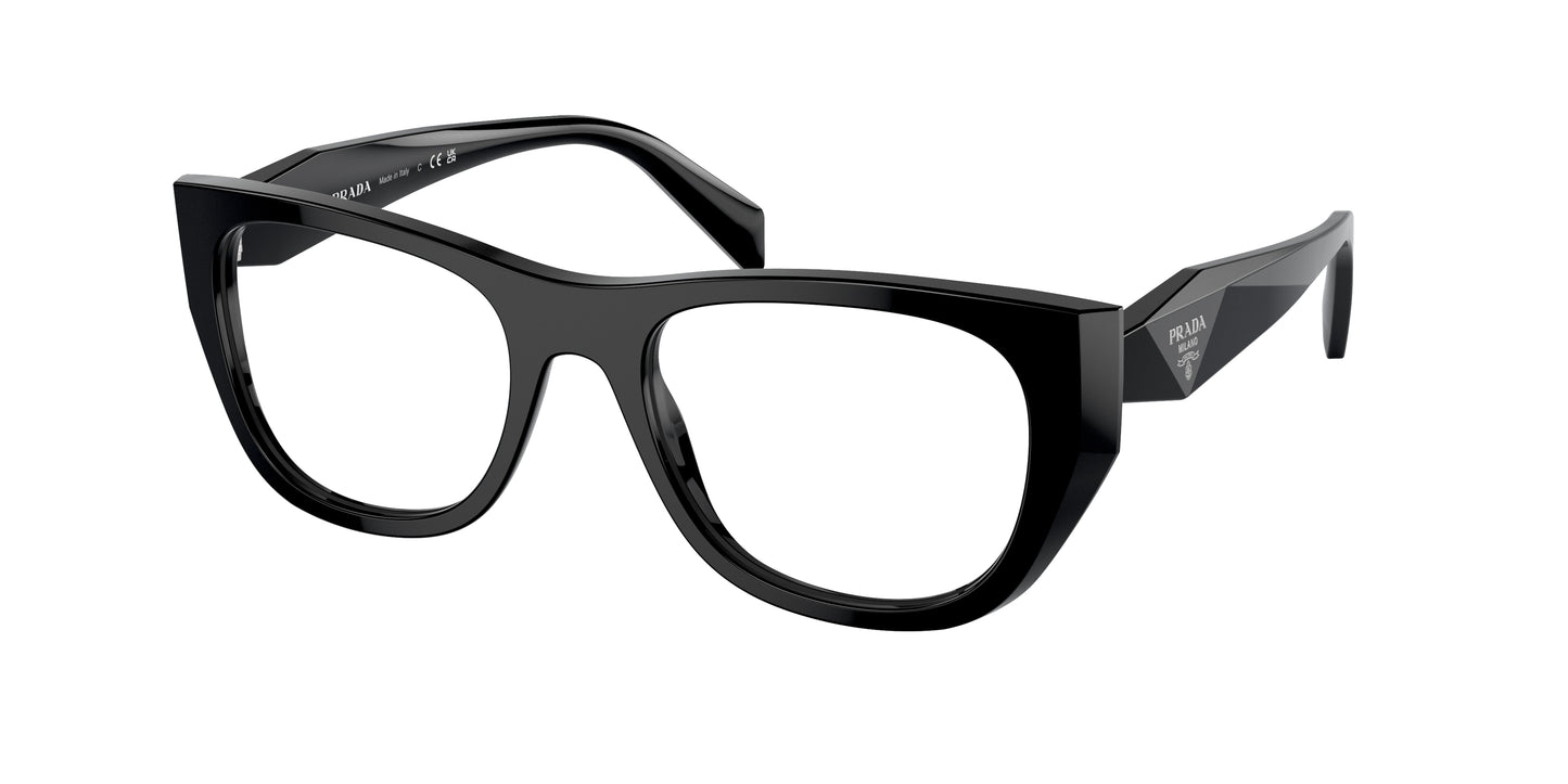 Prada PRA18VF Irregular Eyeglasses  16K1O1-Black 53-145-18 - Color Map Black