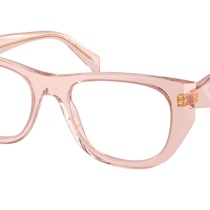 Prada PRA18V Irregular Eyeglasses  19Q1O1-Transparent Peach 52-145-19 - Color Map Pink