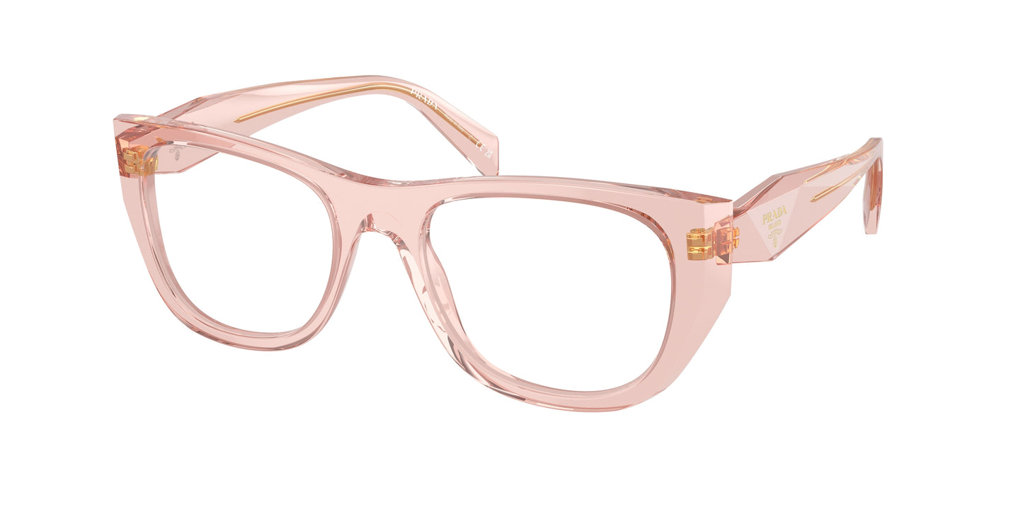 Prada PRA18V Irregular Eyeglasses  19Q1O1-Transparent Peach 52-145-19 - Color Map Pink