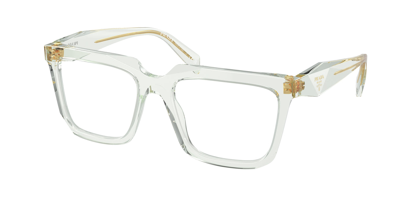 Prada PRA19V Rectangle Eyeglasses  14R1O1-Transparent Mint 54-145-18 - Color Map Transparent