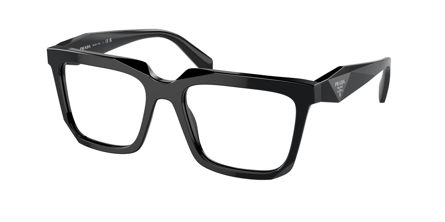 Prada PRA19V Rectangle Eyeglasses  16K1O1-Black 54-145-18 - Color Map Black