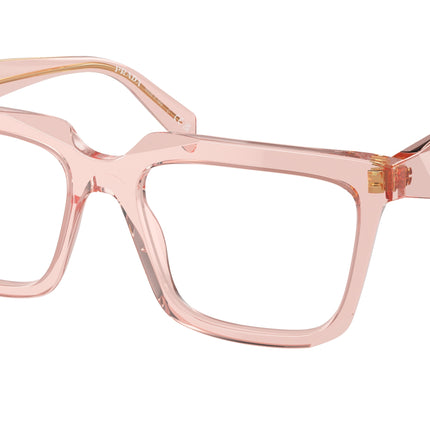 Prada PRA19V Rectangle Eyeglasses  19Q1O1-Transparent Peach 54-145-18 - Color Map Pink