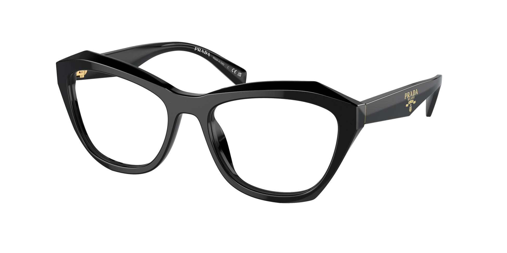 Prada PRA20V Butterfly Eyeglasses  16K1O1-Black 54-135-18 - Color Map Black