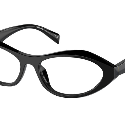 Prada PRA21V Irregular Eyeglasses  16K1O1-Black 53-135-16 - Color Map Black